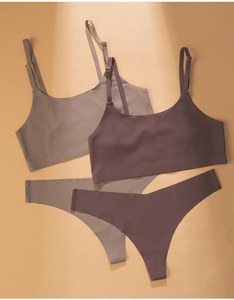 Women's Wireless Camisole Lingerie Set - Breathable Push-Up Bra with Seamless Design, Reduces Bust Appearance