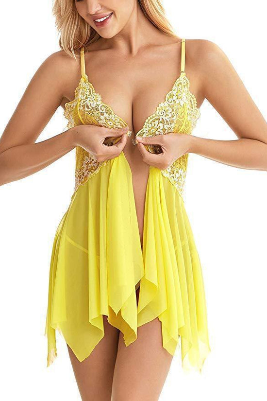 Bestselling Lingerie: Sexy Lace Mesh Babydoll - Seductive Camisole Nightdress